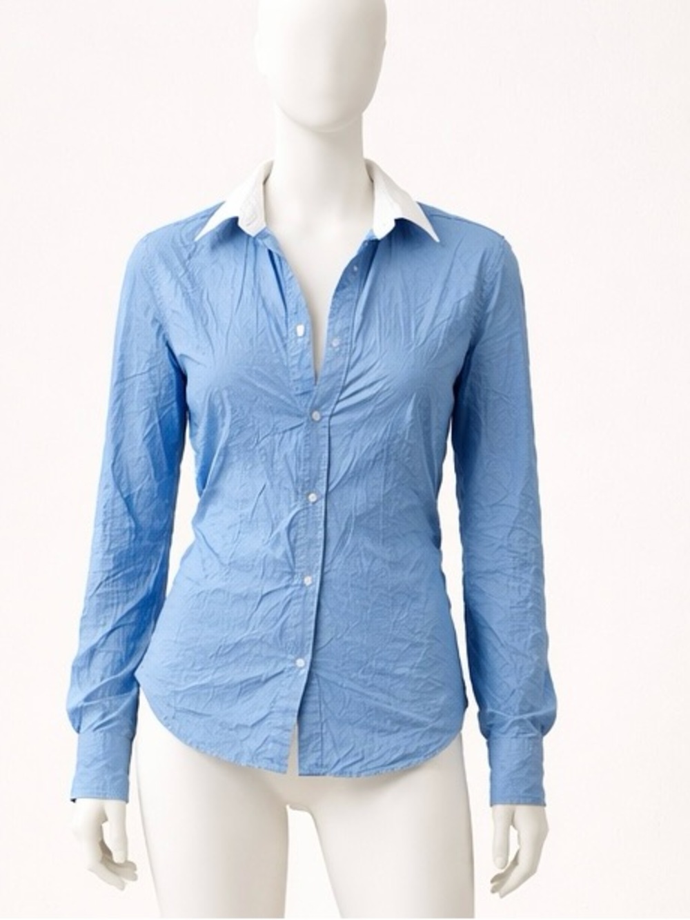 Frank & Eileen Light Blue Shirt with White Collar 100% Cotton - Picture 1 of 9